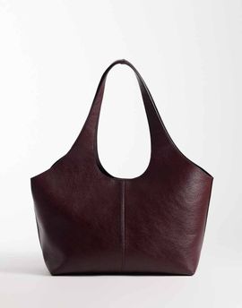Mango Mango minimalist faux leather tote in cherry red