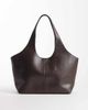 Mango Mango minimalist faux leather tote in chocolate-Brown - 1