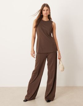 Mango Mango Misuri pleat front tailored pants in brown - part of a set