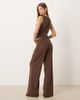 Mango Mango Misuri pleat front tailored pants in brown - part of a set - 4