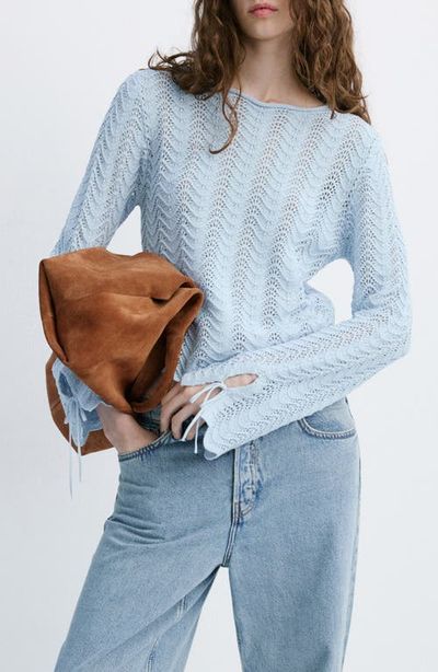 MANGO MANGO Mixed Open Stitch Long Sleeve Cotton Sweater