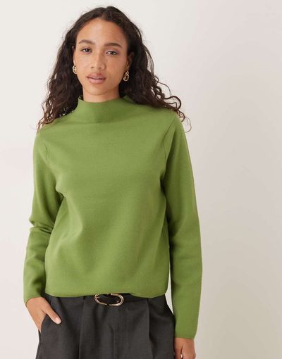 Mango Mango mock neck sweater in green