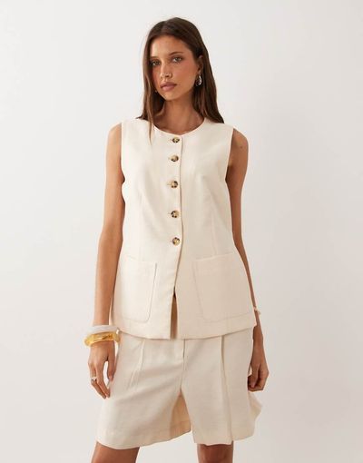 Mango Mango Napoli longline vest in beige - part of a set-Neutral