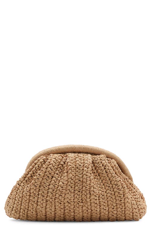 MANGO MANGO Natural Fiber Clutch Bag with Removable Chain Strap
