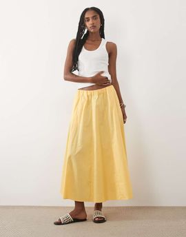Mango Mango Newcreta 100% cotton full maxi skirt in butter yellow - part of a set