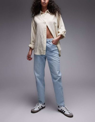 Mango Mango Newmom mom jeans in bleach washed blue