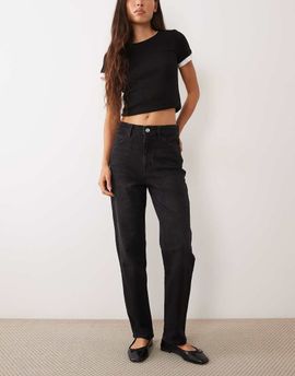 Mango Mango Newmom relaxed mom jeans in black