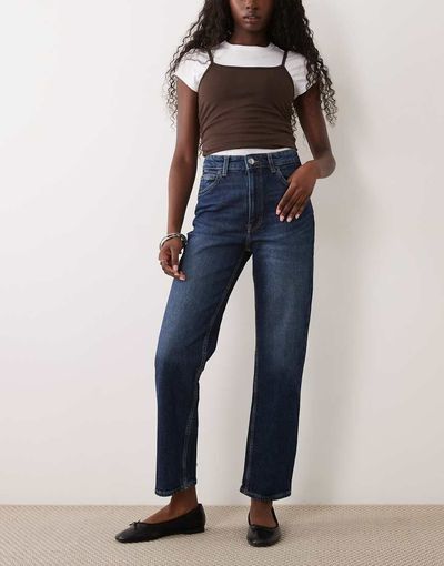Mango Mango Newmom relaxed mom jeans in washed blue