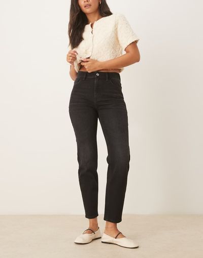 Mango Mango Newmom slim mom jeans in black