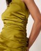 Mango Mango one shoulder ruched side midi dress in green - 4