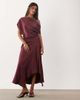 Mango Mango one shoulder satin midi dress in rose-Red - 1