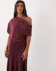 Mango Mango one shoulder satin midi dress in rose-Red - 2