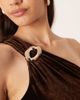 Mango Mango one shoulder velvet jumpsuit in brown - 3