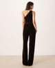 Mango Mango one shoulder velvet jumpsuit in brown - 4