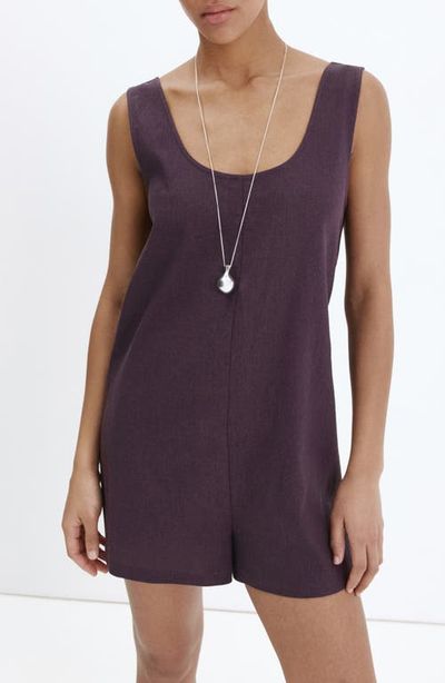 MANGO MANGO Open Back Linen Blend Romper
