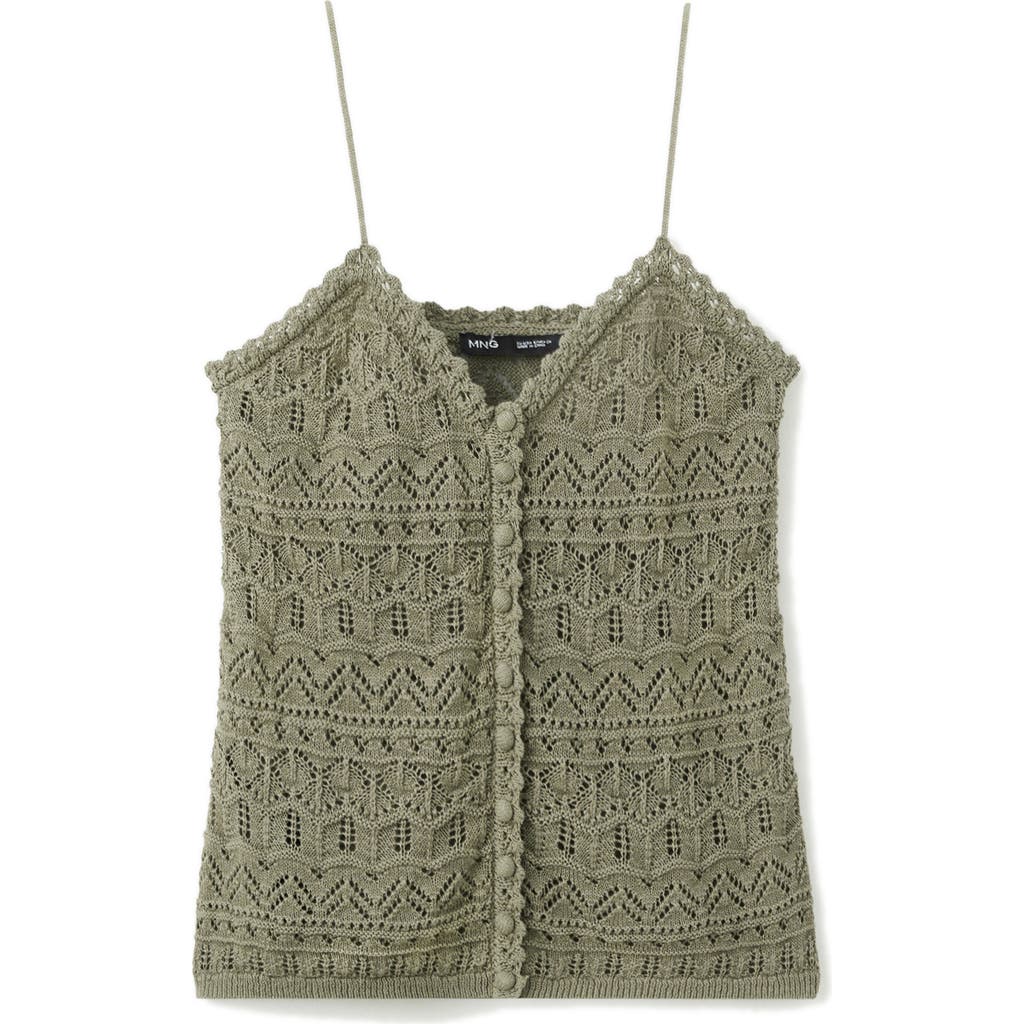 MANGO MANGO Open Knit Button-Up Camisole