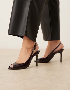 Mango Mango open toe slingback heels in cherry red