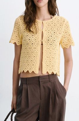 MANGO MANGO Openwork Crochet Knit Top
