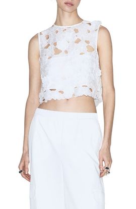 MANGO MANGO Openwork Floral Cutout Crop Top