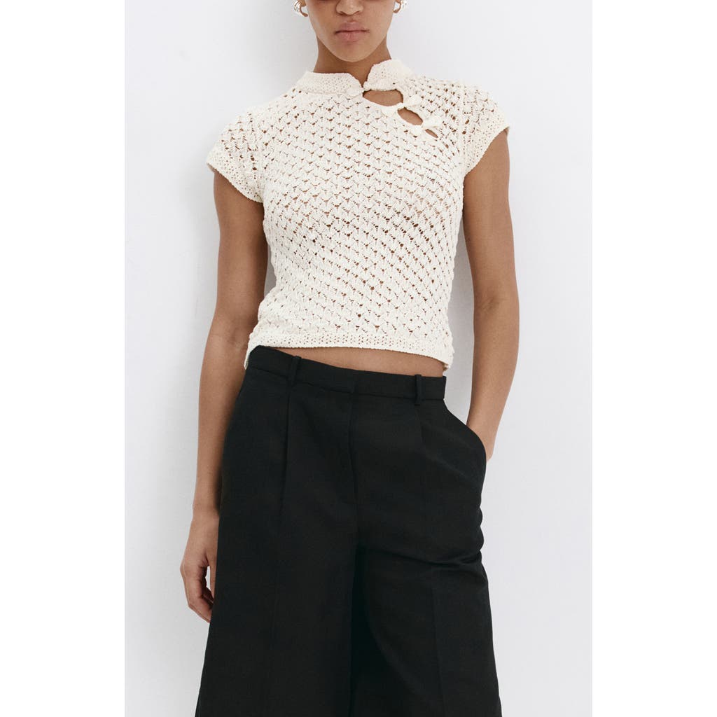 MANGO MANGO Openwork Knit Toggle Sweater