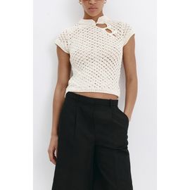 MANGO MANGO Openwork Knit Toggle Sweater
