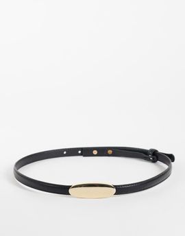 Mango Mango oval buckle slim belt in black