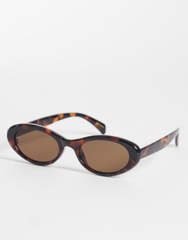 Mango Mango oval sunglasses in tortoiseshell-Brown