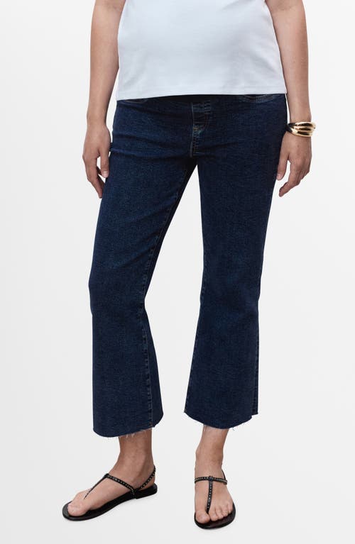 MANGO MANGO Over the Bump Raw Hem Crop Flare Maternity Jeans
