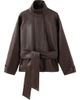 MANGO MANGO Oversize Belted Faux Leather Jacket - 1
