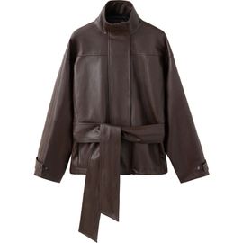 MANGO MANGO Oversize Belted Faux Leather Jacket
