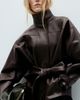 MANGO MANGO Oversize Belted Faux Leather Jacket - 3
