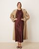 Mango Mango padded shoulders satin midaxi dress in brown - 3