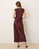 Mango Mango padded shoulders satin midaxi dress in brown - 4