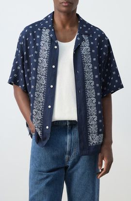 MANGO MANGO Paisley Bandana Print Camp Shirt