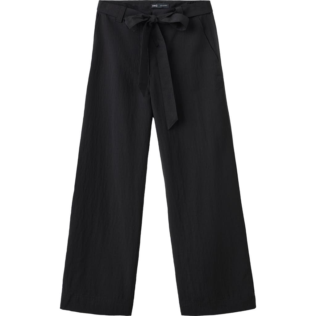 MANGO MANGO Pantalon Espresso Belted Straight Leg Pants