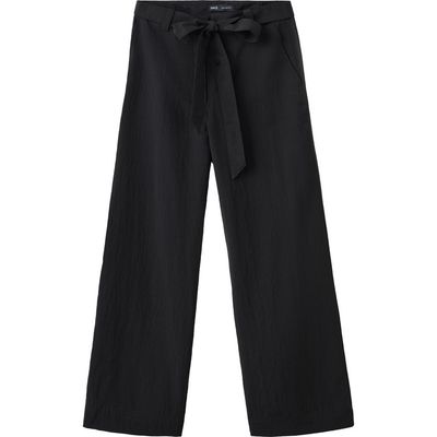 MANGO MANGO Pantalon Espresso Belted Straight Leg Pants