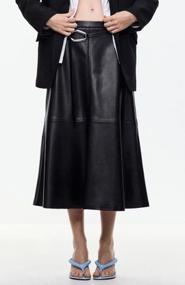 MANGO MANGO Paris Leather Midi Skirt