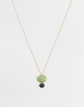 Mango Mango pendant necklace with green stones in gold