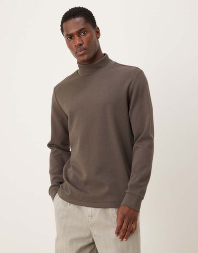 Mango Mango performance high neck long sleeve thermal T-shirt in mushroom-Brown