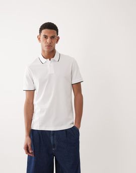 Mango Mango performance thermo-regulating polo T-shirt with contrast trim in white