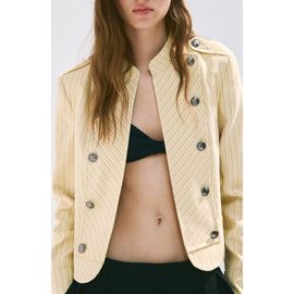 MANGO MANGO Pinstripe Button Front Jacket
