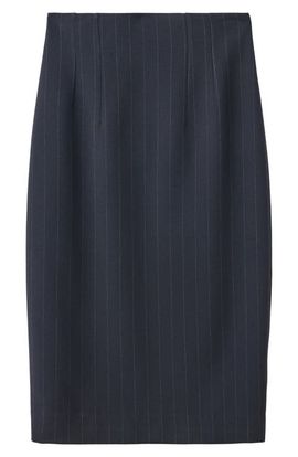 MANGO MANGO Pinstripe High Waist Midi Skirt