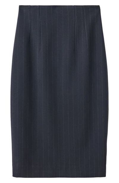 MANGO MANGO Pinstripe High Waist Midi Skirt