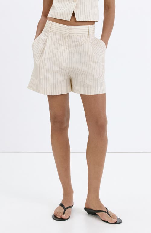 MANGO MANGO Pinstripe Pleated Bermuda Shorts