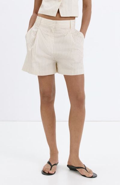 MANGO MANGO Pinstripe Pleated Bermuda Shorts