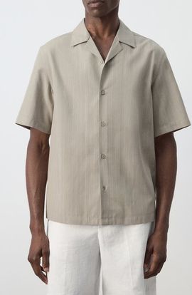 MANGO MANGO Pinstripe Short Sleeve Woven Shirt