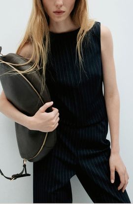 MANGO MANGO Pinstriped Boat Neck Top