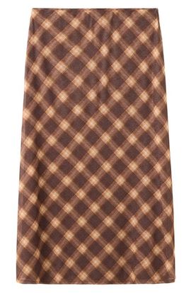 MANGO MANGO Plaid Midi Skirt