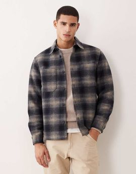 Mango Mango plaid shacket in navy