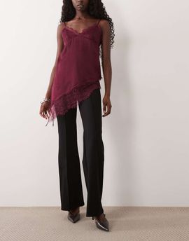 Mango Mango pleat front flared pants in black
